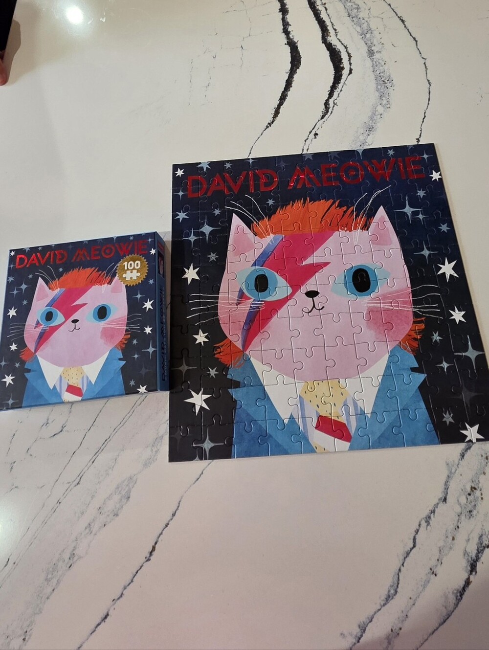 Mudpuppy 100 Piece David Meowie Cat Foil Puzzle David Bowie EUC